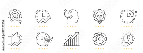 Efficiency, productivity line icons. Editable stroke