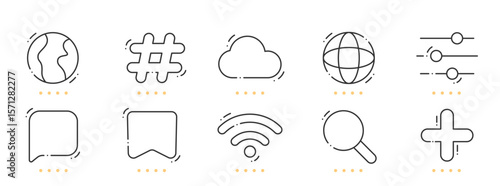 Interface line icons. Editable stroke
