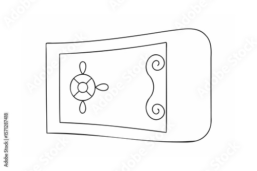 Hand drawn safe with ornate dial and handle vault security