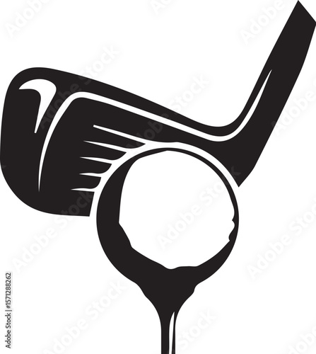 Print Golf Ball on Tee with Golf Club Silhouette