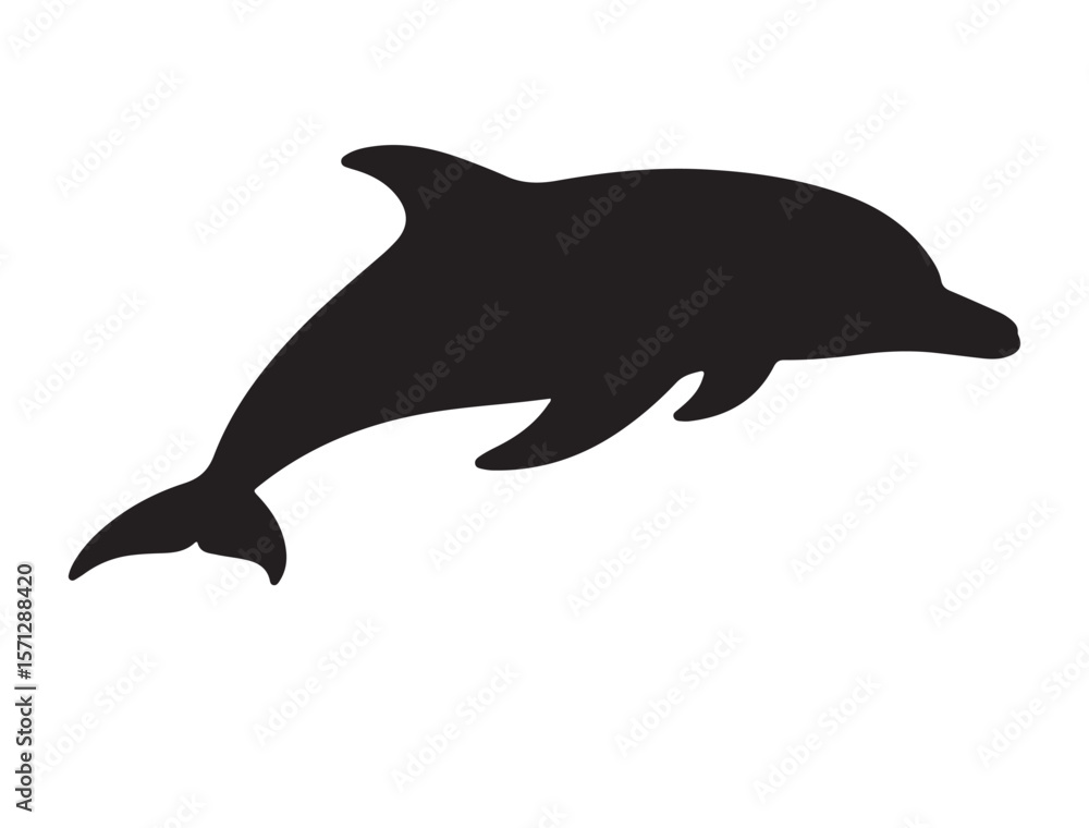 Obraz premium Dolphin Silhouette black Vector Image white background