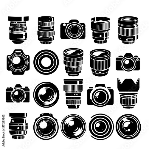 set of camera lens icons