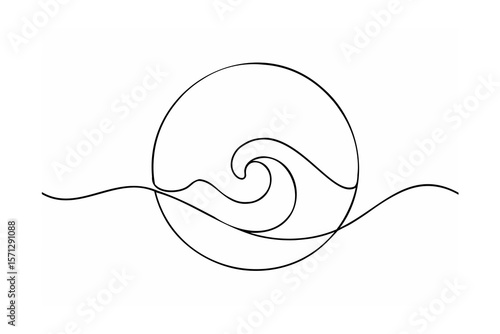 Abstract wave in circle ocean water