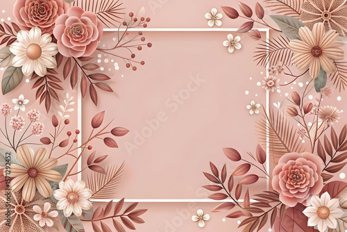 pink background with flowers