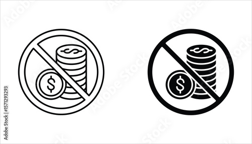 No money icon set. Stop corruption crime symbol. Vector illustration for web design. Isolated on white background.	