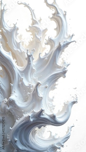 Swirling White Paint Abstract Chaotic Energy, Powerful and Fierce Emotion