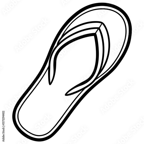Flip flop sandal print line art vector illustration 