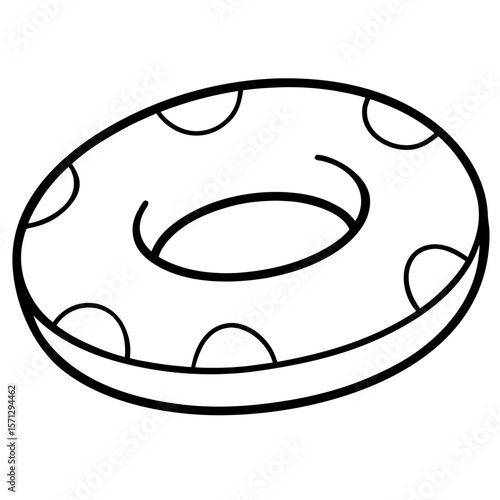 Floating inflatable ring line art vector illustration 