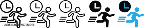 Busy vector icon set   Running man with clock.