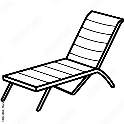 Sun lounger chair line art vector illustration 