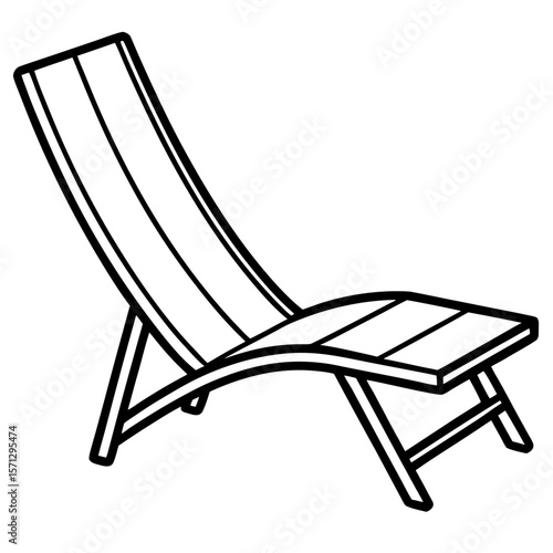 Sun lounger chair line art vector illustration 