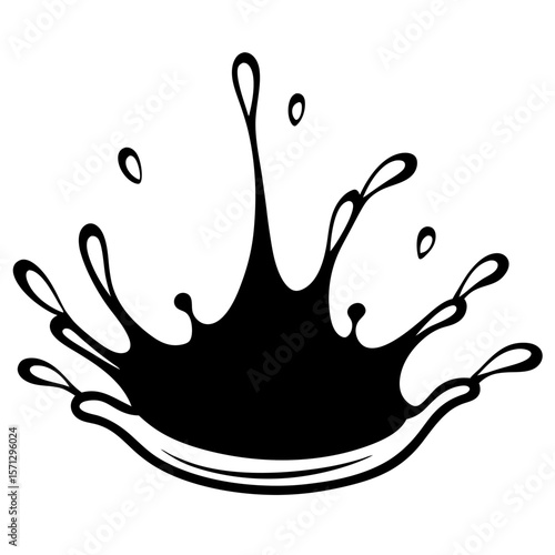  Water splash drop line art vector illustration 