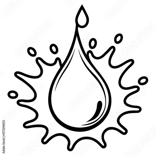  Water splash drop line art vector illustration 