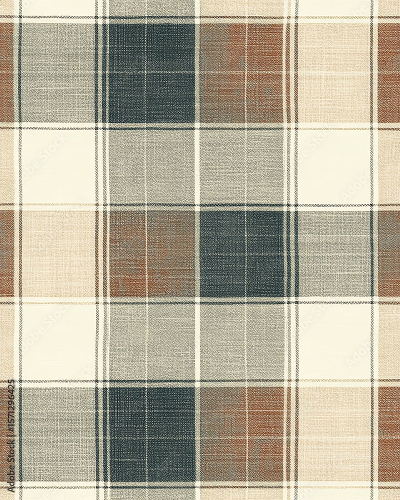 Fototapeta premium Textured plaid pattern in warm colors shades.