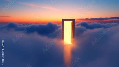 Open Door to Heaven: A Surreal Sunset Landscape