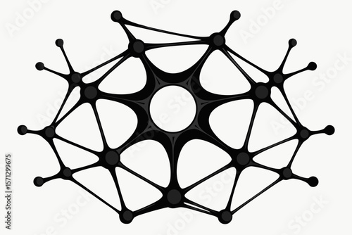 Black organic network with nodes abstract interconnected