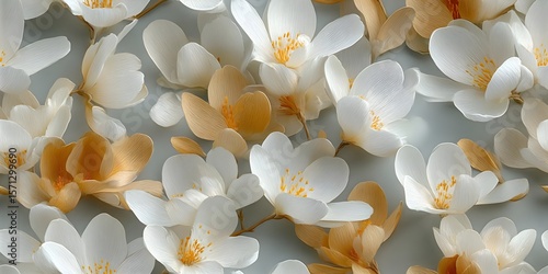 Elegant floral arrangement with white and gold blossoms