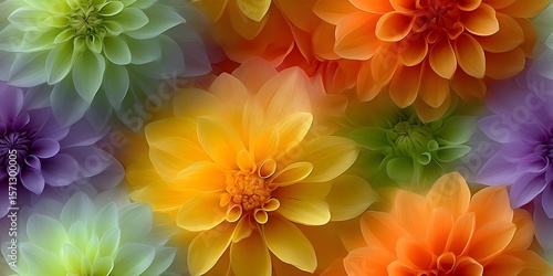 Vibrant floral pattern with colorful blossoms