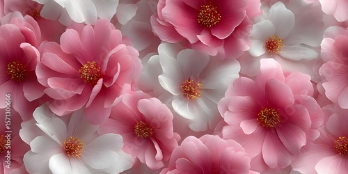 Elegant floral pattern of pink and white blossoms