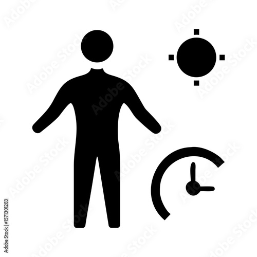 Black silhouette icon that represents circadian rhythm and body timing.  