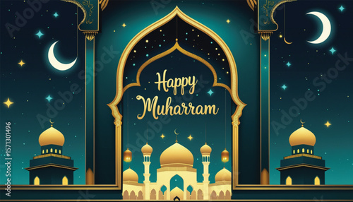 Eid mubarak islamic greeting card , poster,  banner design, vector illustration