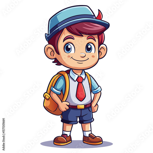 Cheerful schoolboy with backpack