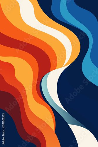 Abstract wavy color bands flowing