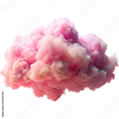 Soft pink cotton candy cloud wisps isolated on transparent background