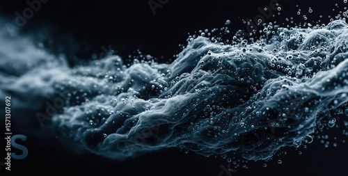 Wallpaper Mural Dynamic Fluid Motion with Bubbles on Dark Background - Ideal for Design Projects Torontodigital.ca