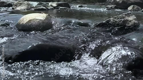 water flowing into the river