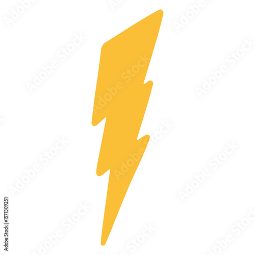 Yellow lightning bolt symbol in flat graphic style