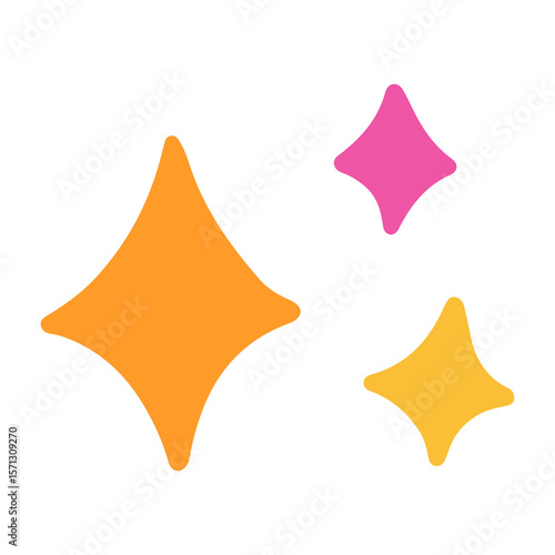 Colorful sparkle shapes in flat minimal style. 