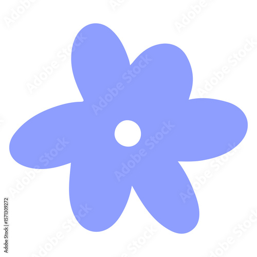 Simple flat blue flower with five petals