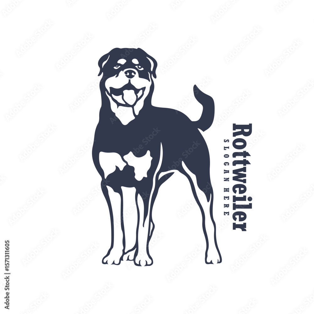 Fototapeta premium Rottweiler Dog logo design vector. Silhouette Rottweiler Dog Template Illustration. Icon Symbol