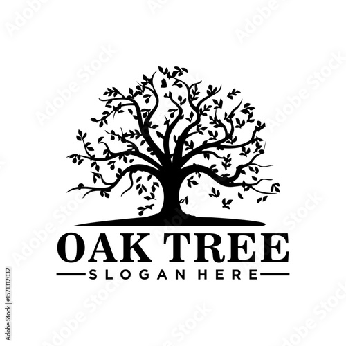 ilustrasi vektor desain logo label pohon beringin klasik vintage