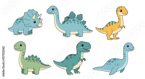 Cute adorable baby dinosaurs collection featuring triceratops stegosaurus tyrannosaurus rex brontosaurus and other prehistoric creatures for kids