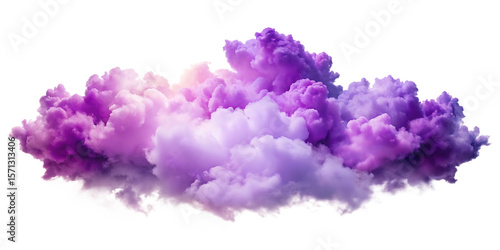 Swirling purple and white clouds with soft light and airy texture isolated on a transparent background