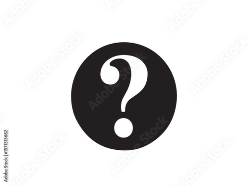 Black question mark inside a black circle on a white background