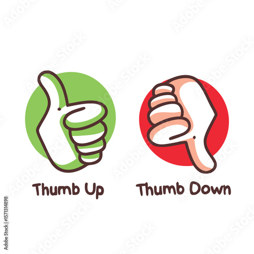 Thumbs up down gesture approval disapproval hand