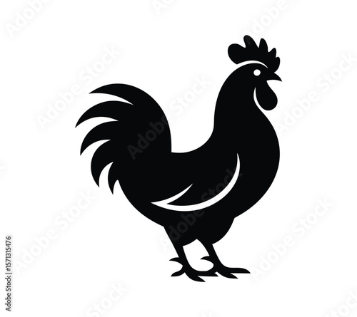 Cockerel Icon Design Rural Farm Animal Vector Art
On White Background