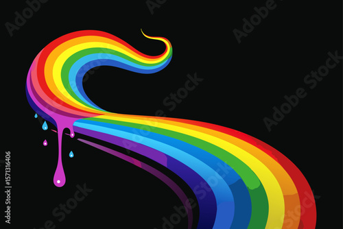 Vibrant rainbow paint splash with dripping effect colorful