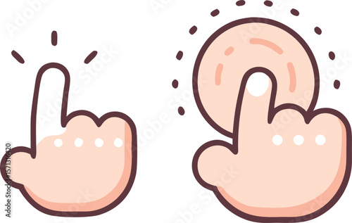 Hand finger pointing and pressing button vector