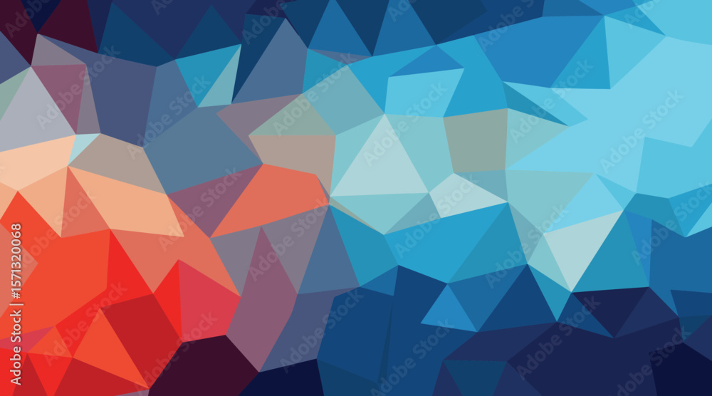 Obraz premium Red Blue Geometric Abstract low poly gradient
