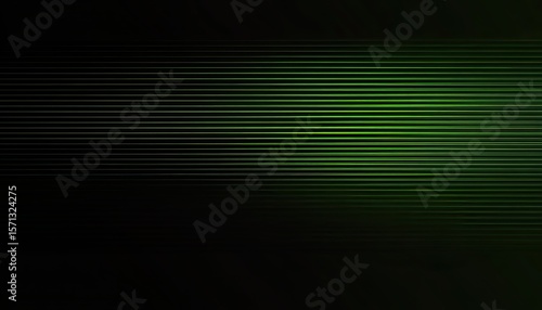 A green line pattern on a black background, with a light effect in an abstract art style