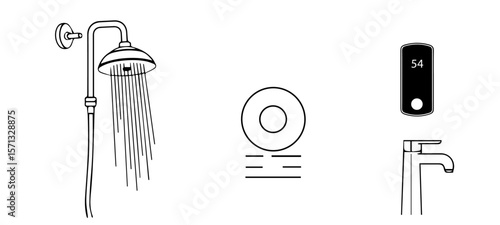 Stroke Style Minimal Icons of Smart Bathroom Efficiency Tools
set of kitchen knives