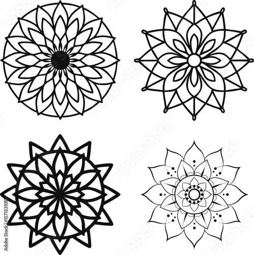 Intricate floral mandala designs geometric ornamental
