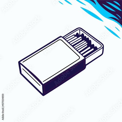 Open Matchbox with Matches Illustration - Graphic Design Element