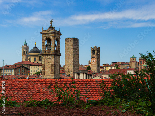 Bergamo Alta rooftops viewed from La Rocca during daytime