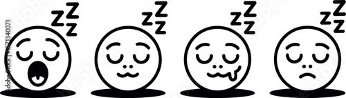 Four Stages of Sleep Emojis:  Yawning, Peaceful, Drooling, and Sad.