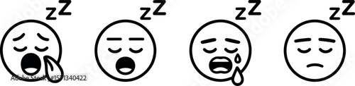 Four Stages of Sleep Emojis:  Yawning, Peaceful, Drooling, and Sad.